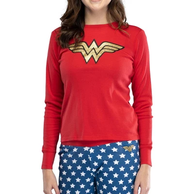 Intimo Womens Wonder Woman Glitter Logo Pajama Set 1 Intimo Womens Wonder Woman Glitter Logo Pajama Set