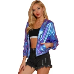 Allegra K Women's Holographic Shiny Long Sleeve Zipper Hooded Metallic Jacket 24 Allegra K Women's Holographic Shiny Long Sleeve Zipper Hooded Metallic Jacket -Women Clothing Shop GUEST 033402cd 9c28 4cbe 8c96 2fd2cb059ee5
