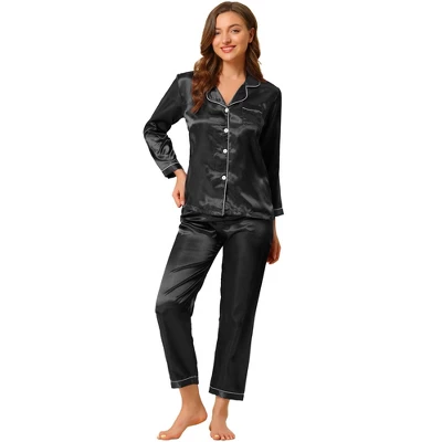 Allegra K Women's Satin Button Down Sleepshirt With Pants Halloween Pajama Set 10 Allegra K Women's Satin Button Down Sleepshirt With Pants Halloween Pajama Set - Image 10