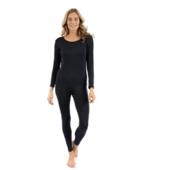 Leveret Womens Two Piece Neutral Solid Color Thermal Pajamas