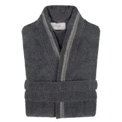 All-Season Unisex Cotton Terry Lounge Bathrobe With Embroidery By Blue Nile Mills