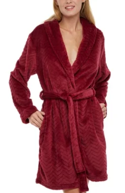 Women's Warm Soft Plush Fleece Bathrobe, Knee Length Robe, Chevrons -Women Clothing Shop GUEST 06f6d47d f6be 46b3 8e16 c5786f2574e6