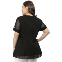 Agnes Orinda Women's Plus Size Round Neck Lace Swing Yoke Top -Women Clothing Shop GUEST 08928802 6632 44b3 b125 f1f73a381068