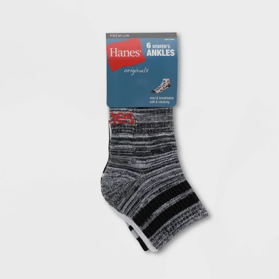 Hanes Originals Women's 6pk Ankle Socks - White/Black/Gray 5-9 1 Hanes Originals Women's 6pk Ankle Socks - White/Black/Gray 5-9