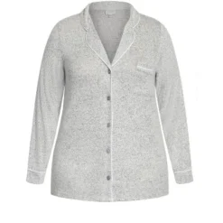 Women's Plus Size Hacci Button Top - Gray | AVENUE -Women Clothing Shop GUEST 0c5f09cf 0cb7 4552 b18f f3a1a1156be4