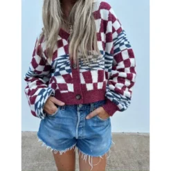 Women's Ascot + Hart Checkered Graphic Cardigan -Women Clothing Shop GUEST 0ccbd6d4 260b 4cad ba59 a7db6fc9fb89