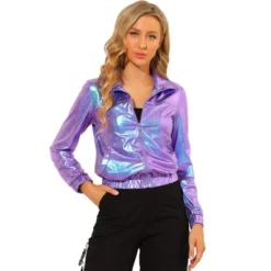 Allegra K Women's Track Holographic Shiny Long Sleeve Metallic Zip Front Jacket 19 Allegra K Women's Track Holographic Shiny Long Sleeve Metallic Zip Front Jacket -Women Clothing Shop GUEST 0de92fcf f8f1 4405 ab74 063b66055d1c
