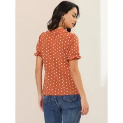 Allegra K Women's Elegant Puff Sleeve Polka Dots Peter Pan Collar Vintage Shirt Top -Women Clothing Shop GUEST 10bd2d45 c54f 469b 98f3 8e350082e4b8
