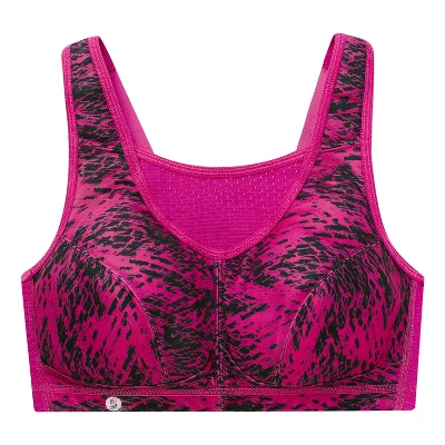 Glamorise Womens No-Bounce Camisole Elite Sports Wirefree Bra 1067 Fuchsia Print 3 Glamorise Womens No-Bounce Camisole Elite Sports Wirefree Bra 1067 Fuchsia Print - Image 3