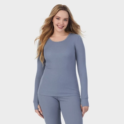 Warm Essentials By Cuddl Duds Women's Retro Ribbed Long Sleeve Scoop Neck Pajama Top 4 Warm Essentials By Cuddl Duds Women's Retro Ribbed Long Sleeve Scoop Neck Pajama Top - Image 4