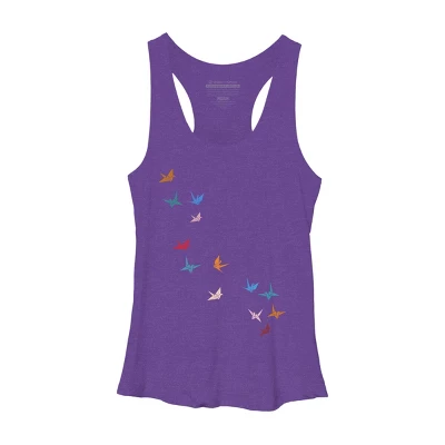 Women's Design By Humans Flying Paper Cranes Birds By Magnussons Racerback Tank Top 7 Women's Design By Humans Flying Paper Cranes Birds By Magnussons Racerback Tank Top - Image 7