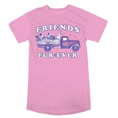 Bioworld Friends Fur-Ever Crew Neck Short Sleeve Pink Heather Women's Night Shirt 3 Bioworld Friends Fur-Ever Crew Neck Short Sleeve Pink Heather Women's Night Shirt - Image 3