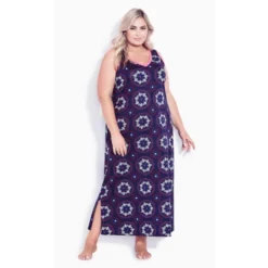 Women's Plus Size Side Split Sleeveless Print Maxi Sleep Dress - Violet | AVENUE -Women Clothing Shop GUEST 15e97c72 6747 4363 83f1 0a297721204c