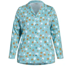 Women's Plus Size Button Through Sleep Top - Teal | AVENUE -Women Clothing Shop GUEST 165f1124 4250 479b ac86 dd4c5a88b9ea