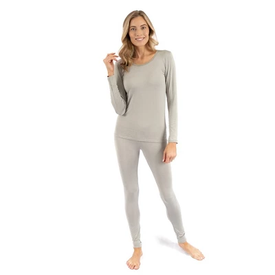 Leveret Womens Two Piece Neutral Solid Color Thermal Pajamas 7 Leveret Womens Two Piece Neutral Solid Color Thermal Pajamas - Image 7