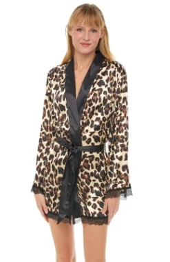 Womens Leopard Print Robe, Short Satin Silk Lace Trim -Women Clothing Shop GUEST 1a3776d9 6339 48af 8d28 3c5595f8b4e2