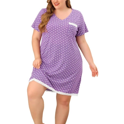 Agnes Orinda Womens Plus Size V Neck Polka Dots Short Sleeve Sleepwear Pajamas Nightgown 17 Agnes Orinda Womens Plus Size V Neck Polka Dots Short Sleeve Sleepwear Pajamas Nightgown - Image 17