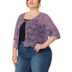 Agnes Orinda Women's Plus Size Sheer Shrug Tops Elbow Sleeve Floral Lace Open Front Shrug Top -Women Clothing Shop GUEST 1faec3d5 1164 45f6 bd28 fe8f72ce9010