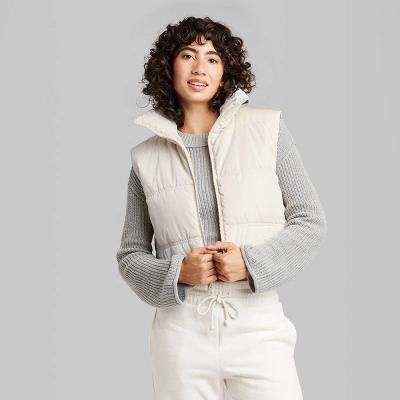 Women's Matte Cropped Puffer Vest - Wild Fable™ 1 Women's Matte Cropped Puffer Vest - Wild Fable™