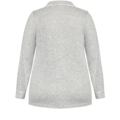 Women's Plus Size Hacci Button Top - Gray | AVENUE -Women Clothing Shop GUEST 2297946e 6bf2 4400 be5e 9fbef4f86fc0