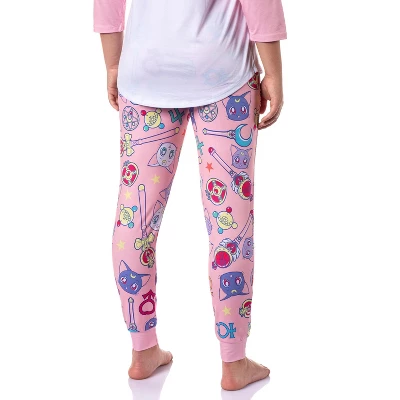 Sailor Moon Merch Women's Character Poster Raglan Jogger Pajama Set 3 Sailor Moon Merch Women's Character Poster Raglan Jogger Pajama Set - Image 3