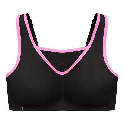 Glamorise Womens No-Bounce Camisole Sports Wirefree Bra 1066 Black/Pink 3 Glamorise Womens No-Bounce Camisole Sports Wirefree Bra 1066 Black/Pink - Image 3