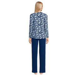 Lands' End Women's Cozy 2 Piece Pajama Set - Long Sleeve Top And Pants