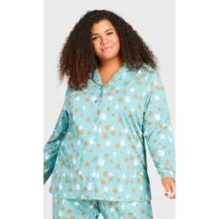 Women's Plus Size Button Through Sleep Top - Teal | AVENUE -Women Clothing Shop GUEST 258935d9 b0e4 4197 aa84 6880ca2633f4