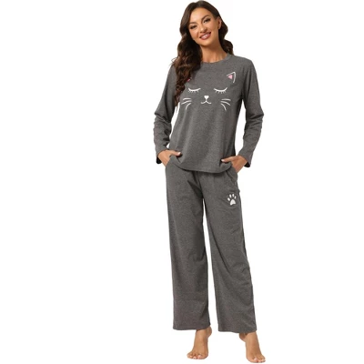 Cheibear Womens Pajama Set Nightwear Lounge Cute Cat Long Sleeve Tops With Pants Sleepwear 7 Cheibear Womens Pajama Set Nightwear Lounge Cute Cat Long Sleeve Tops With Pants Sleepwear - Image 7