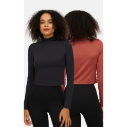 Yogalicious Womens 2 Pack Zenly Evelyn Long Sleeve Mock Neck Crop Top -Women Clothing Shop GUEST 2880ed9e 4770 4675 bd3b 665a0a3e4315