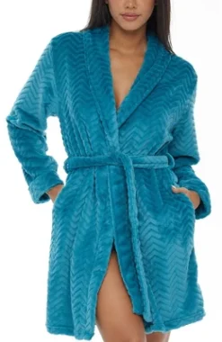 Women's Warm Soft Plush Fleece Bathrobe, Knee Length Robe, Chevrons -Women Clothing Shop GUEST 2aece7b7 69f9 4372 ac6e a58f1eb9aadd