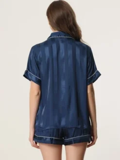 Cheibear Women's Satin Button Down Short Sleeve And Shorts Pajama Set -Women Clothing Shop GUEST 2bd8a777 0e5b 41c7 8418 fddf314b68fd