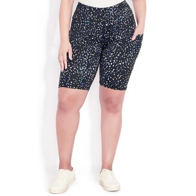 Women's Plus Size Print Bike Short - Black | AVENUE LEISURE 3 Women's Plus Size Print Bike Short - Black | AVENUE LEISURE - Image 3