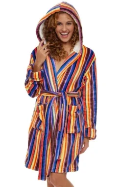 Women's Classic Plush Hooded Robe, Short Fleece Plaid Bathrobe With Hood -Women Clothing Shop GUEST 30010635 07e1 4cf1 93ef 227b2b1a22c3