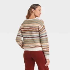 Women's Crewneck Pullover Sweater - Knox Roseâ„¢ Green Striped