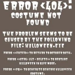 Women's Design By Humans Halloween Error 404 Costume Not Found Apparel, Funny Geeky By Khaledned99 Racerback Tank Top