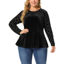 Agnes Orinda Plus Size Peplum Top For Women Polka Dots Sheer Puff Sleeve Velvet Top -Women Clothing Shop GUEST 38b47bba 038d 4023 92f9 14bb2775d820