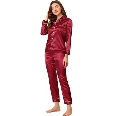 Allegra K Women's Satin Button Down Sleepshirt With Pants Halloween Pajama Set 11 Allegra K Women's Satin Button Down Sleepshirt With Pants Halloween Pajama Set - Image 11