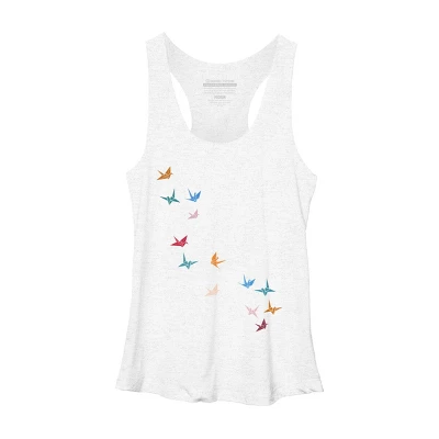 Women's Design By Humans Flying Paper Cranes Birds By Magnussons Racerback Tank Top 9 Women's Design By Humans Flying Paper Cranes Birds By Magnussons Racerback Tank Top - Image 9