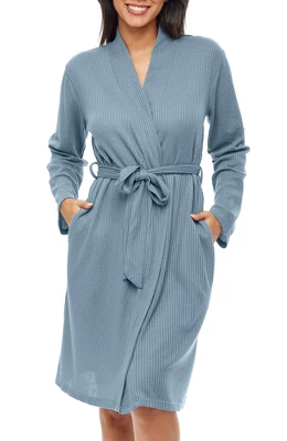 Women's Soft Ribbed Waffle Rib Knit Wrap Robe With Pockets, Lightweight Bathrobe 10 Women's Soft Ribbed Waffle Rib Knit Wrap Robe With Pockets, Lightweight Bathrobe - Image 10