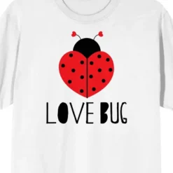 Bioworld V Day Love Bug Crew Neck Short Sleeve Women's White T-shirt