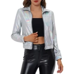 Allegra K Women's Track Holographic Shiny Long Sleeve Metallic Zip Front Jacket 24 Allegra K Women's Track Holographic Shiny Long Sleeve Metallic Zip Front Jacket -Women Clothing Shop GUEST 44b4af16 5927 45e2 b125 85b5cc1901de