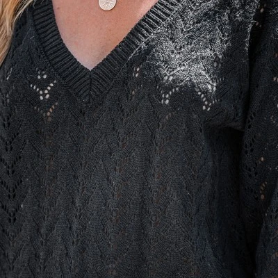 Women's Pointelle Knit V-Neck Sweater - Cupshe 1 Women's Pointelle Knit V-Neck Sweater - Cupshe