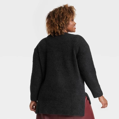 Women's Fuzzy V-Neck Tunic Pullover Sweater - Ava & Viv™ 1 Women's Fuzzy V-Neck Tunic Pullover Sweater - Ava & Viv™