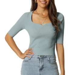 Seta T Women's Spring Fall Half SleeveSquare Neck Slim Fit Solid Ribbed Knit Sweater 13 Seta T Women's Spring Fall Half SleeveSquare Neck Slim Fit Solid Ribbed Knit Sweater -Women Clothing Shop GUEST 4cd6c4ec 0e18 4574 9560 7b4ec901ce7a