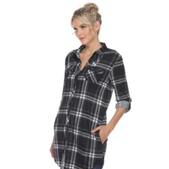 Women's Printed Plaid Roll Tab Tunic - White Mark -Women Clothing Shop GUEST 4d228194 57d0 4df4 adb2 bf8699e2e997