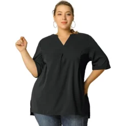 Agnes Orinda Women's Plus Size Casual Solid V Neck 1/2 Sleeve Tunic 13 Agnes Orinda Women's Plus Size Casual Solid V Neck 1/2 Sleeve Tunic -Women Clothing Shop GUEST 4fa49235 194d 4e55 8721 8ac331829e79