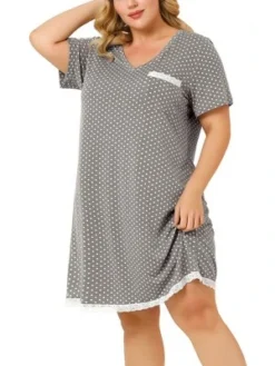 Agnes Orinda Womens Plus Size V Neck Polka Dots Short Sleeve Sleepwear Pajamas Nightgown 22 Agnes Orinda Womens Plus Size V Neck Polka Dots Short Sleeve Sleepwear Pajamas Nightgown -Women Clothing Shop GUEST 50477214 a48b 4e70 b0d0 b7362fab4d18