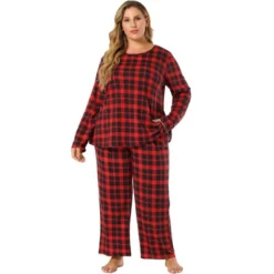 Agnes Orinda Women's Plus Size Nightgown Pajama Sets Buffalo Plaid Check Side Pocket Elastic Waist Relaxed Fit Sleepwear Pajamas -Women Clothing Shop GUEST 5167d0cb 0265 4611 acfe c5ddcf5d7d2f