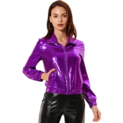 Allegra K Women's Track Holographic Shiny Long Sleeve Metallic Zip Front Jacket 23 Allegra K Women's Track Holographic Shiny Long Sleeve Metallic Zip Front Jacket -Women Clothing Shop GUEST 53b1af58 2b68 4771 8111 5f7884dede3b